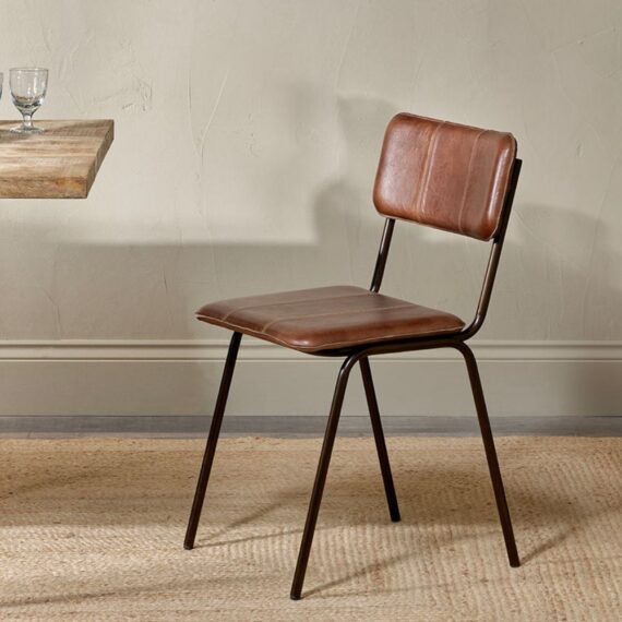 Uka Leather Dining Chair - Chocolate Brown