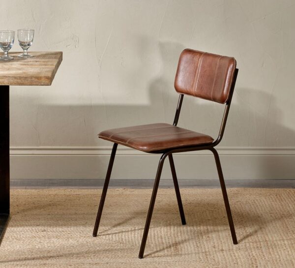 Uka Leather Dining Chair - Chocolate Brown