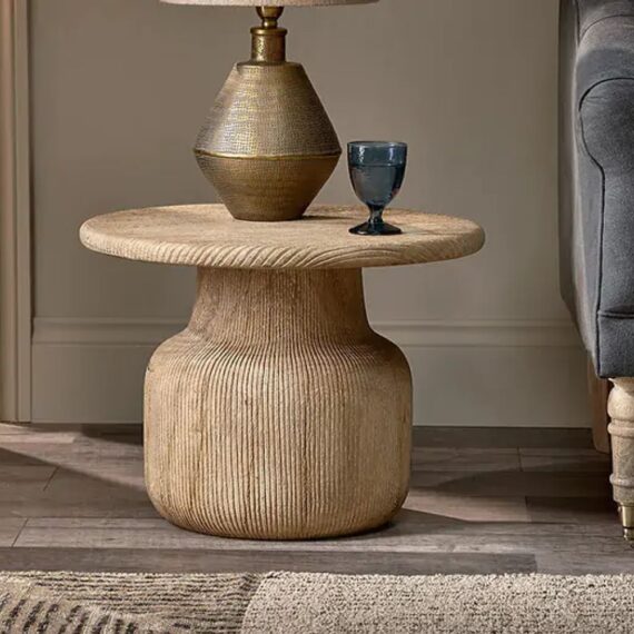 Vihana Grooved Wood Side Table