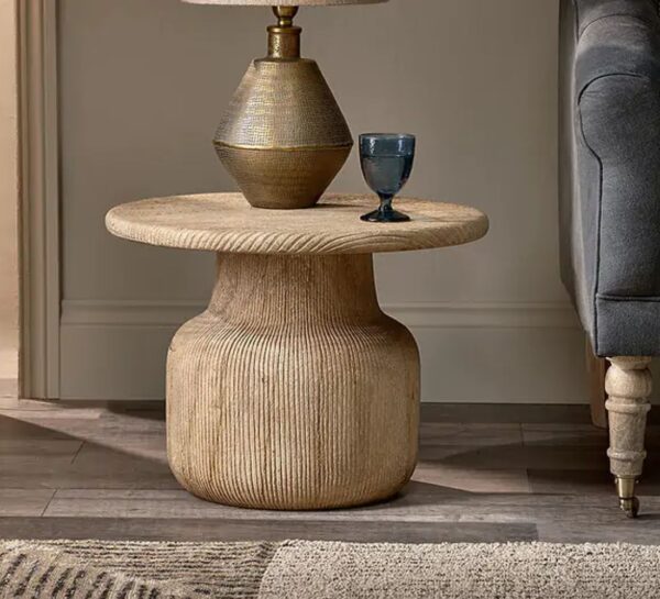 Vihana Grooved Wood Side Table