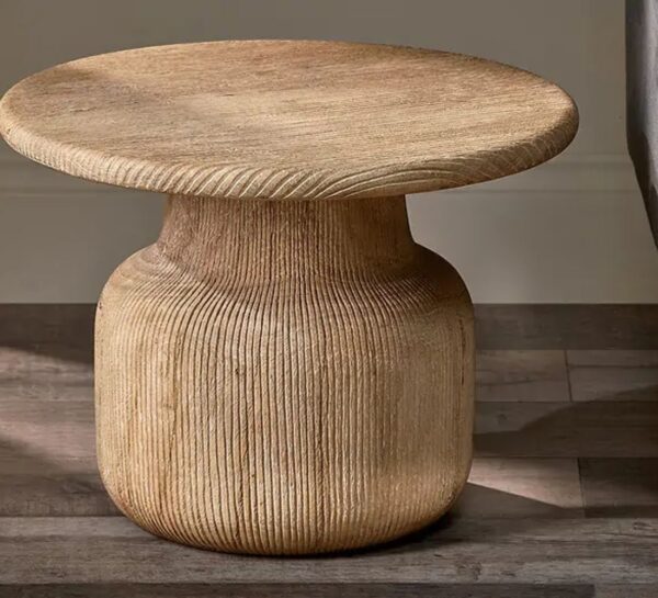 Vihana Grooved Wood Side Table