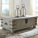 Emma Lift Top Coffee Table in White Wash Gray