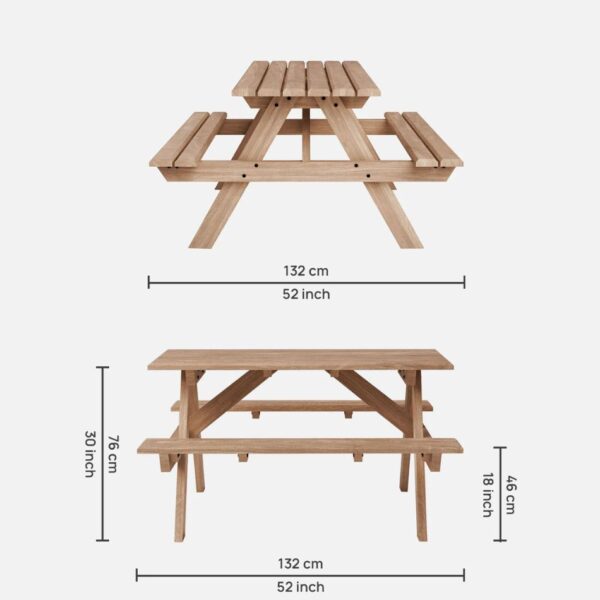 Salic Solid Wood 4 Seater Patio Dining Set